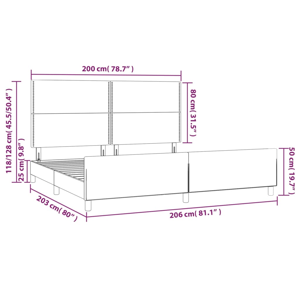 Okvir za krevet s uzglavljem sivi 200x200 cm od umjetne kože