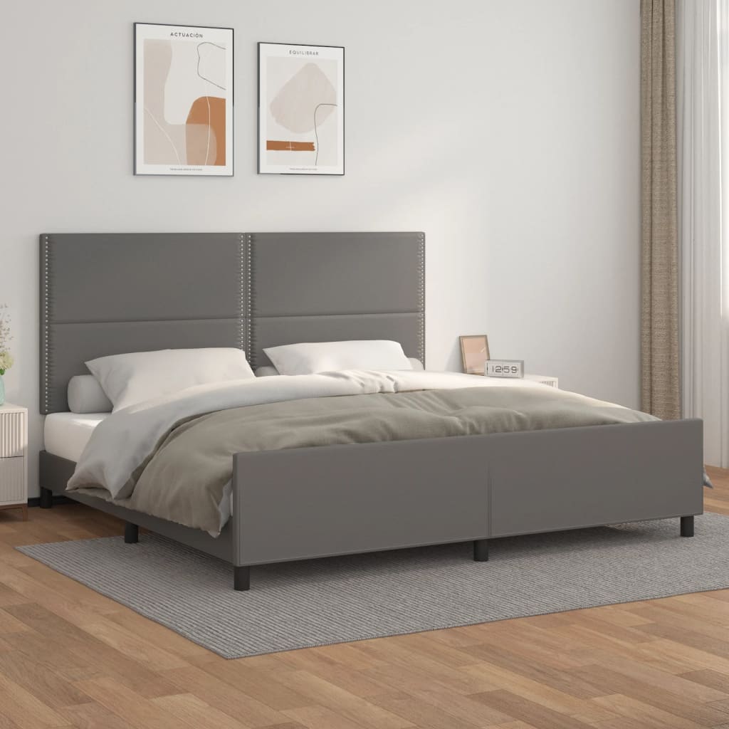 Okvir za krevet s uzglavljem sivi 200x200 cm od umjetne kože
