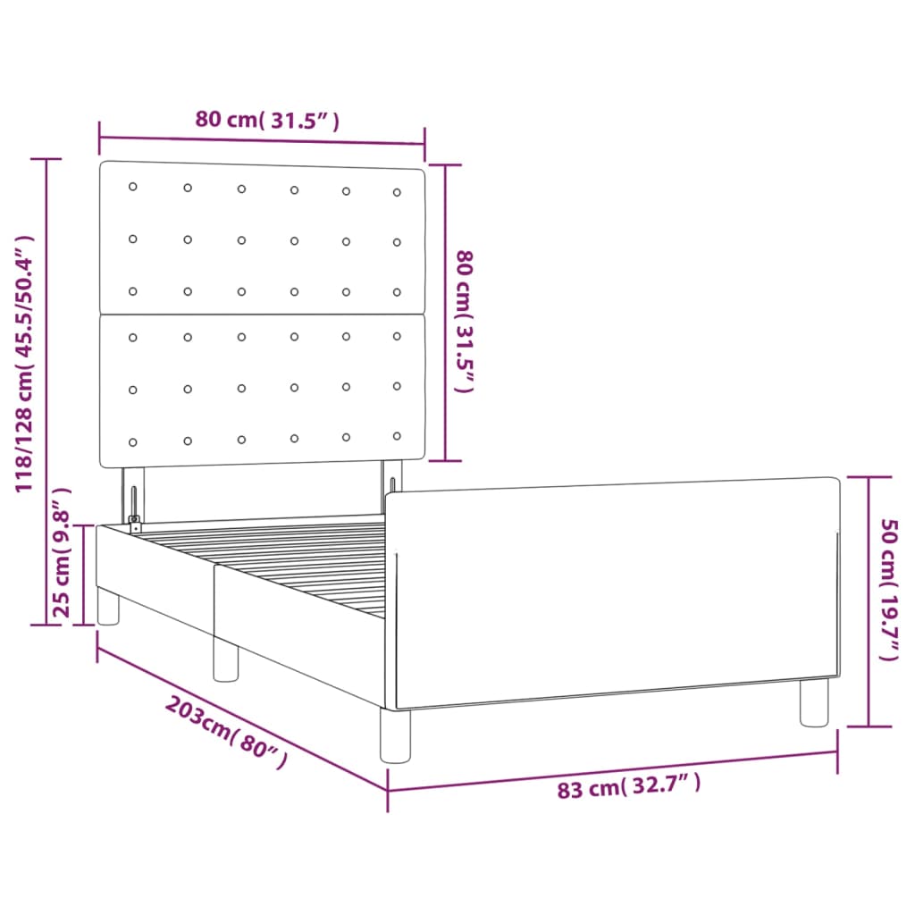 Okvir za krevet s uzglavljem bijeli 80 x 200 cm od umjetne kože