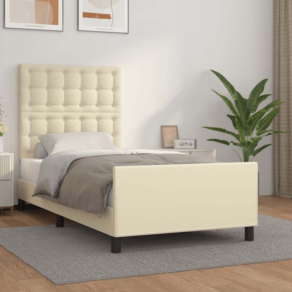 Okvir za krevet s uzglavljem krem 80 x 200 cm od umjetne kože
