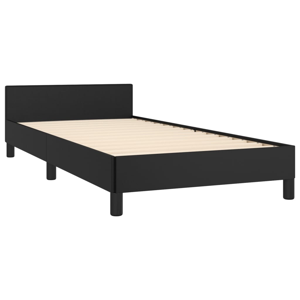 Okvir za krevet s uzglavljem crni 90x190 cm od umjetne kože