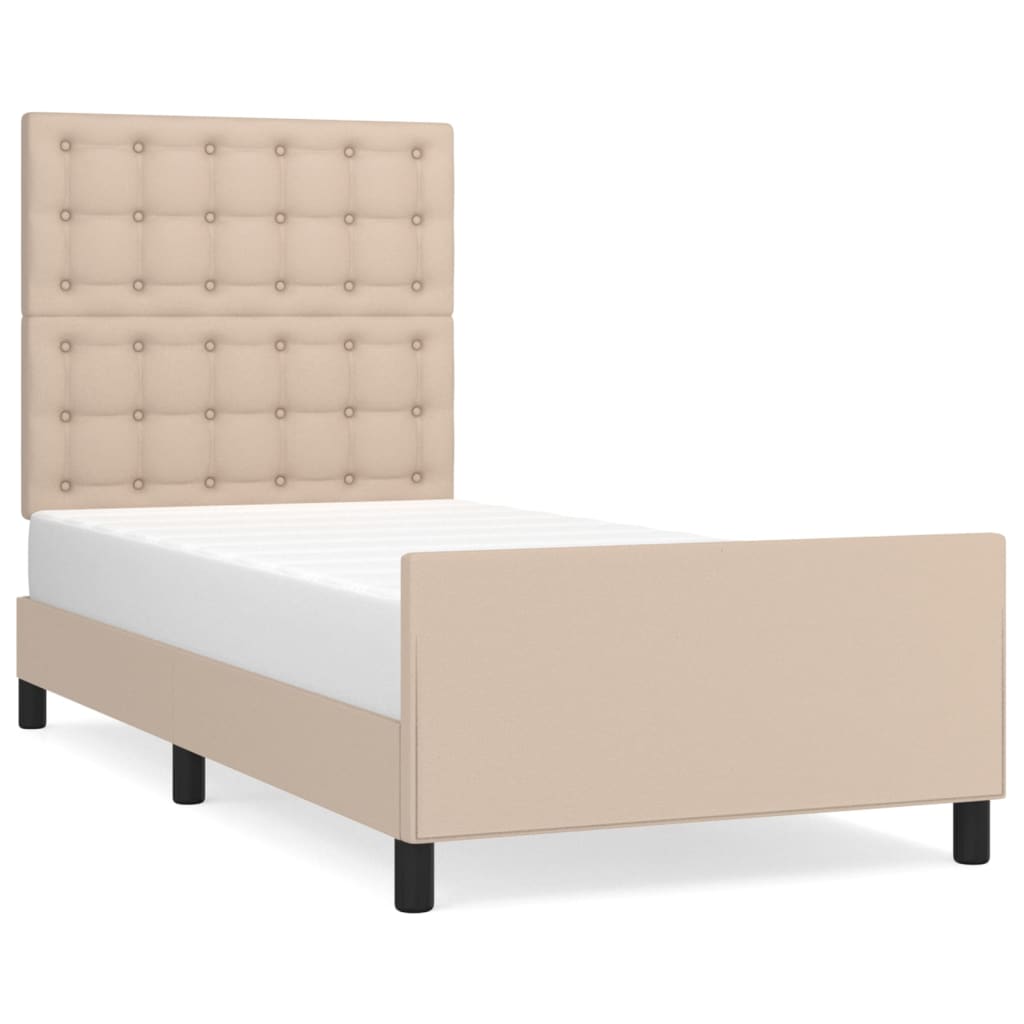 Okvir za krevet s uzglavljem cappuccino 90x190 cm umjetna koža