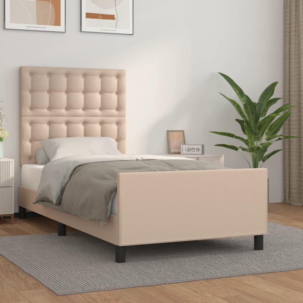 Okvir za krevet s uzglavljem cappuccino 90x190 cm umjetna koža