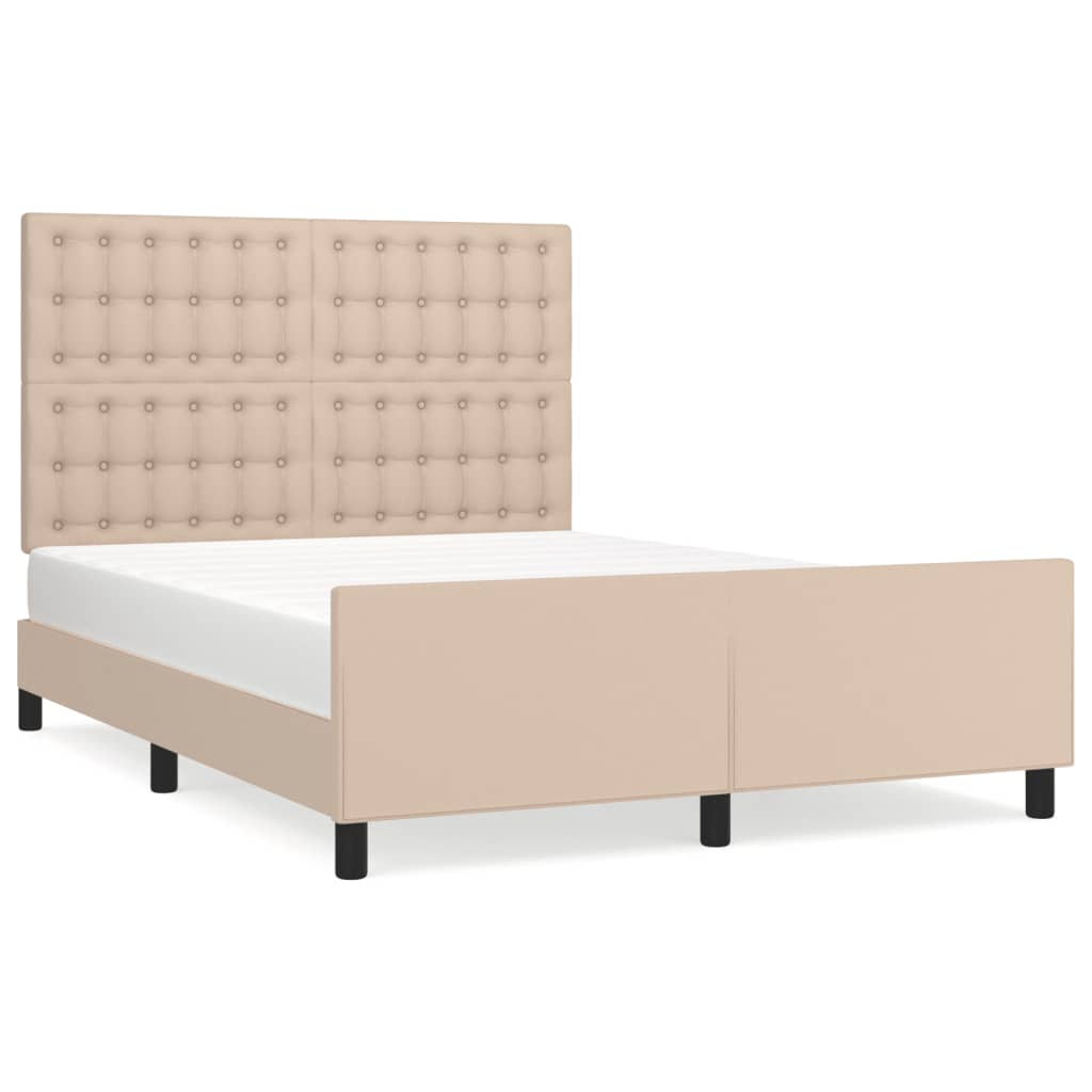 Okvir za krevet s uzglavljem cappuccino 140x190 cm umjetna koža