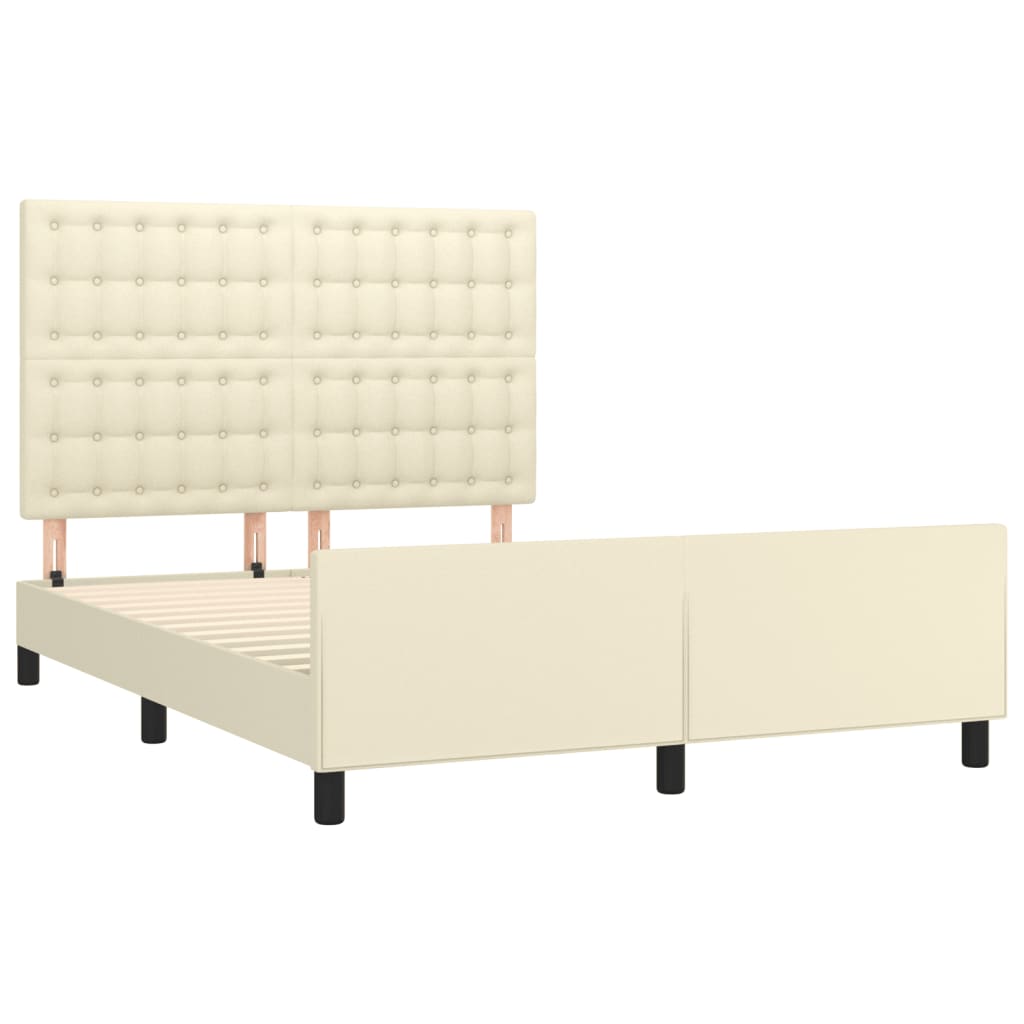 Okvir za krevet s uzglavljem krem 140x200 cm od umjetne kože