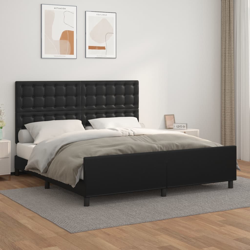 Okvir za krevet s uzglavljem crni 160x200 cm od umjetne kože