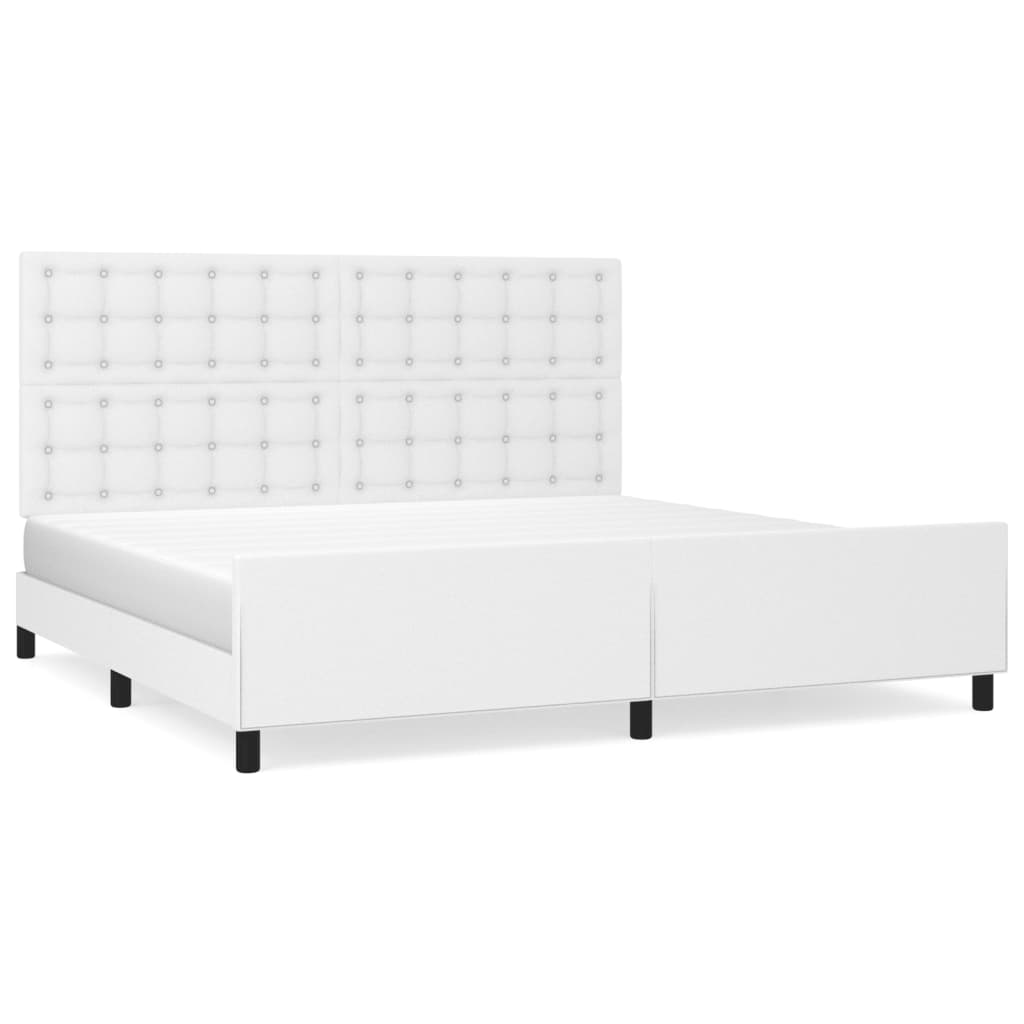 Okvir za krevet s uzglavljem bijeli 200x200 cm od umjetne kože