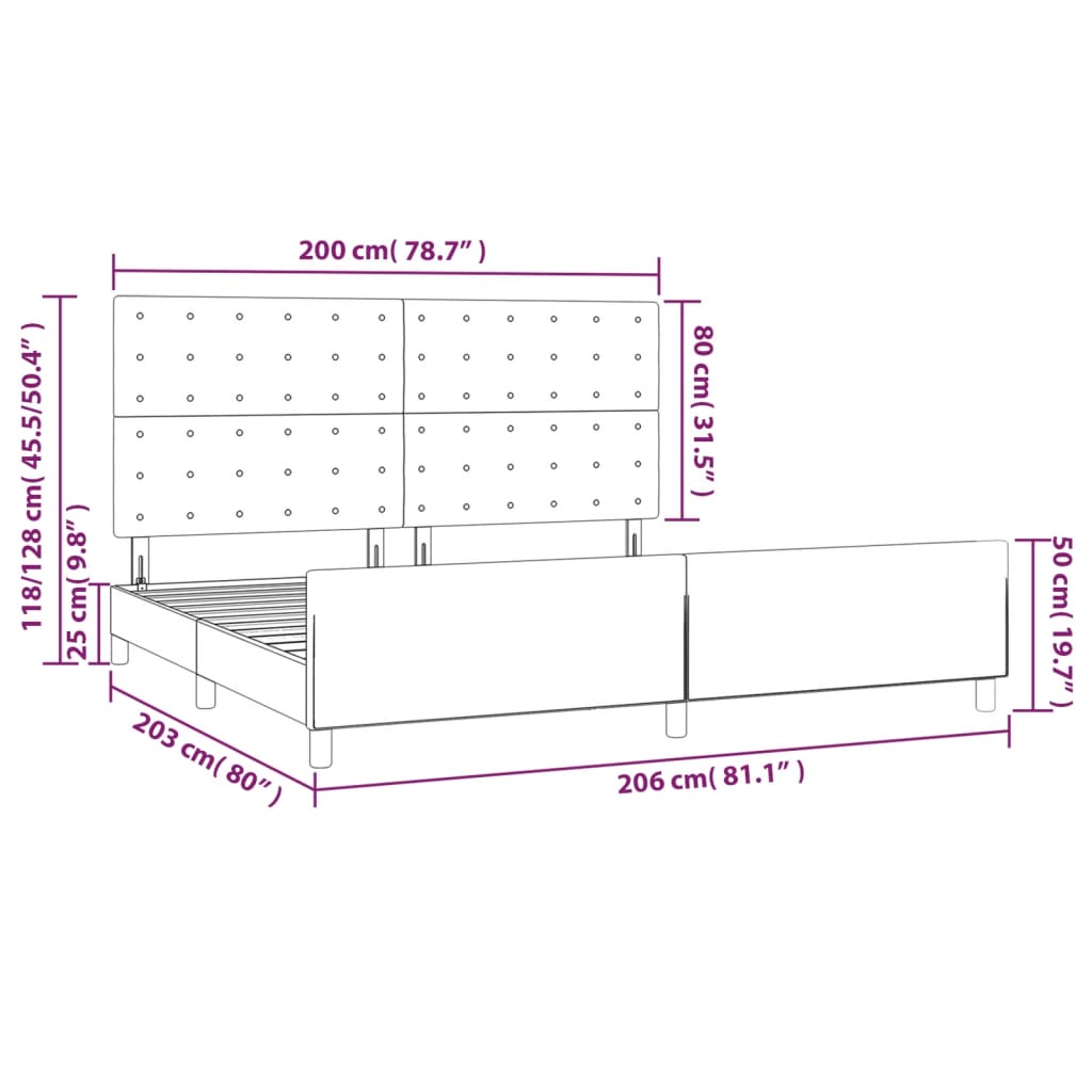 Okvir za krevet s uzglavljem sivi 200x200 cm od umjetne kože