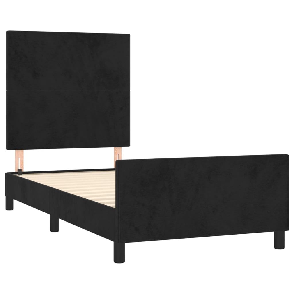 Okvir za krevet s uzglavljem crni 90x190 cm baršunasti