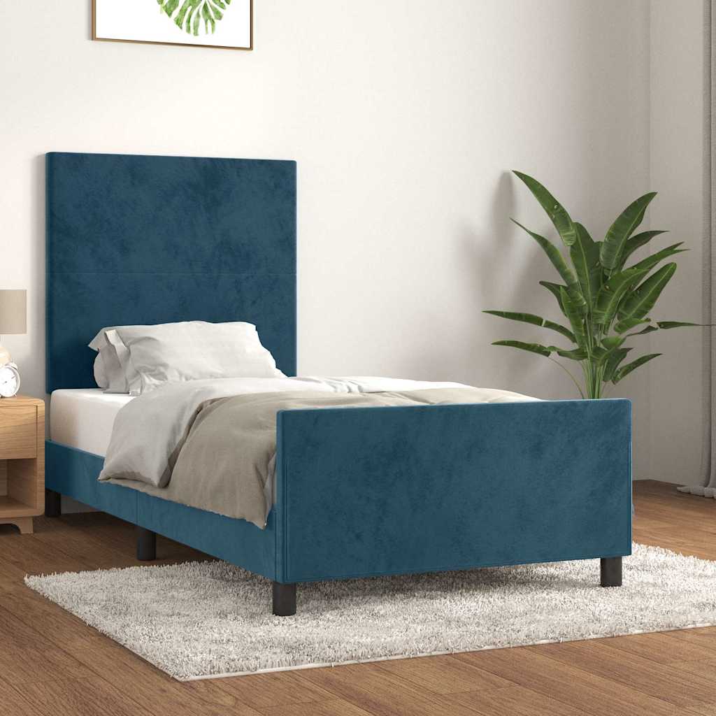 Okvir za krevet bez madraca tamnoplavi 100x200 cm baršunasti