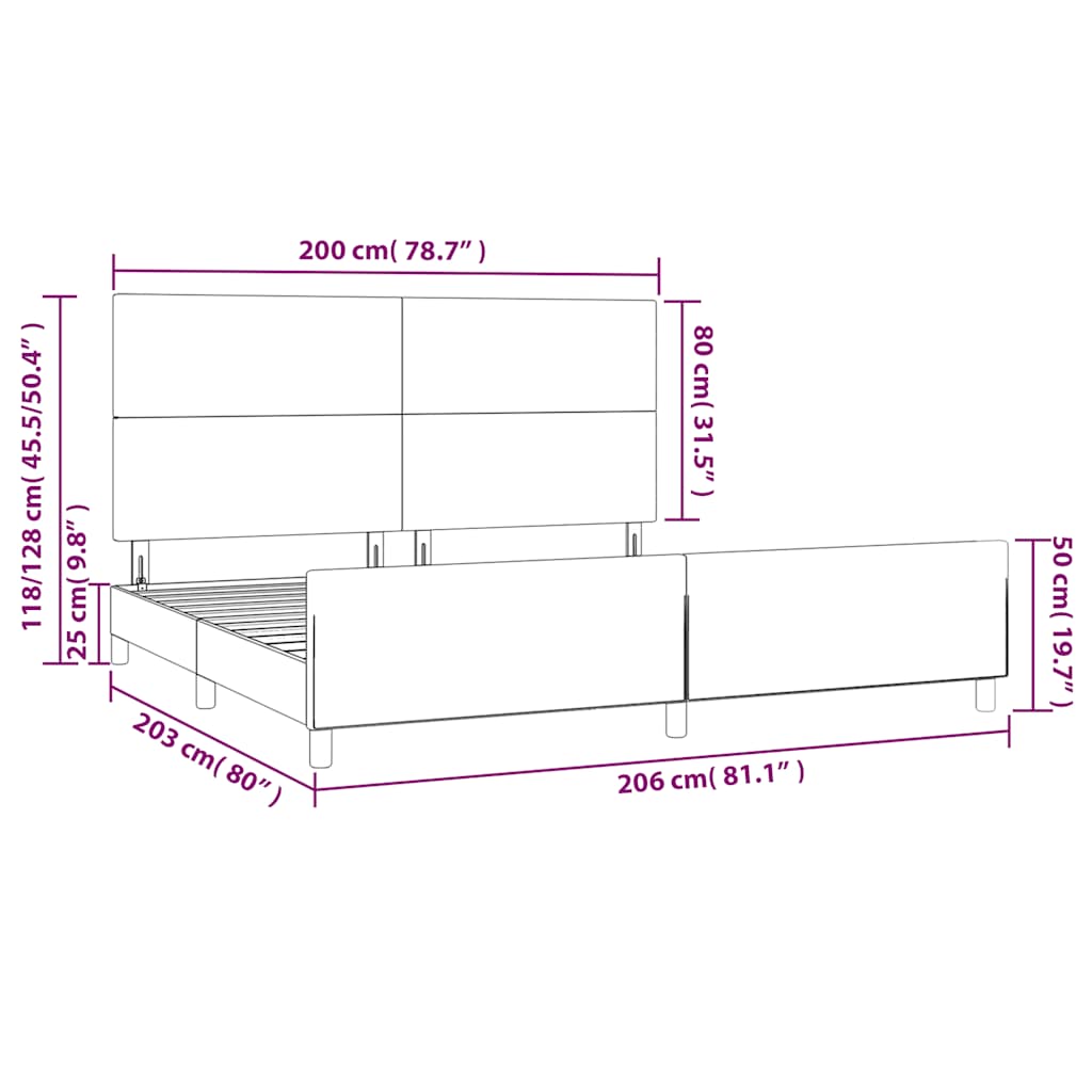 Okvir za krevet bez madraca tamnozeleni 200x200 cm baršunasti