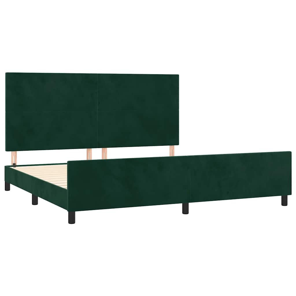 Okvir za krevet bez madraca tamnozeleni 200x200 cm baršunasti
