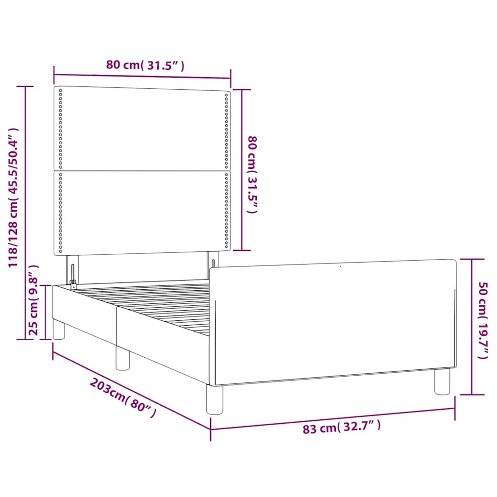 Okvir za krevet bez madraca tamnoplavi 80x200 cm baršunasti