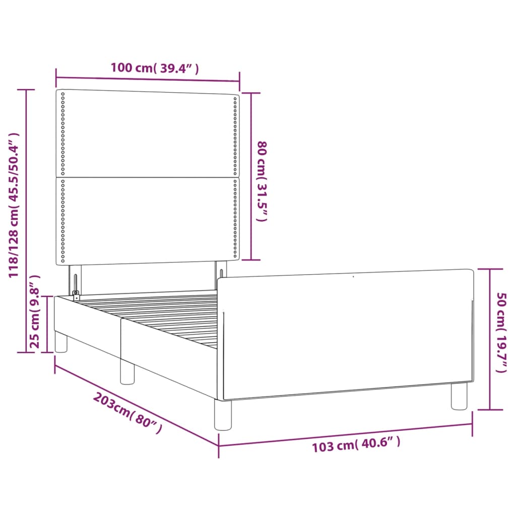 Okvir za krevet bez madraca crni 100x200 cm baršunasti