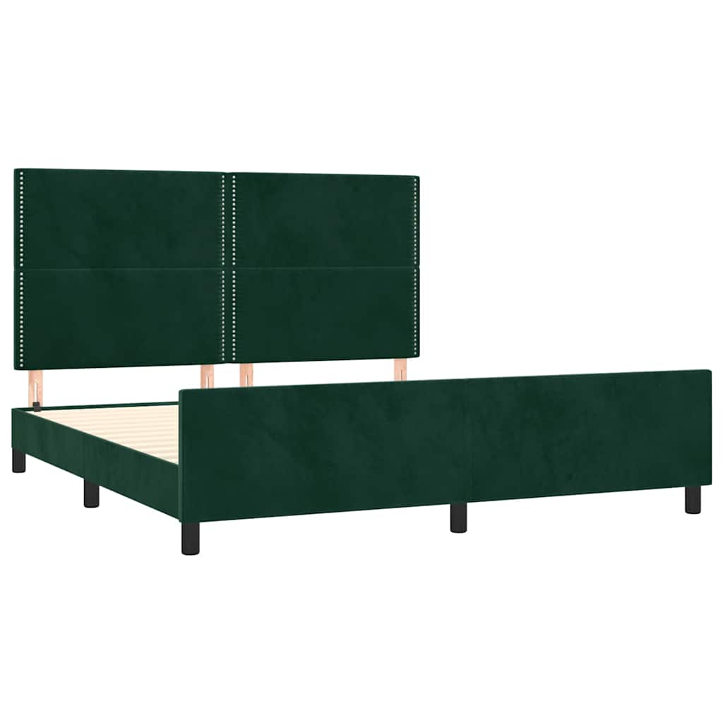 Okvir za krevet s uzglavljem tamnozeleni 180x200 cm baršunasti