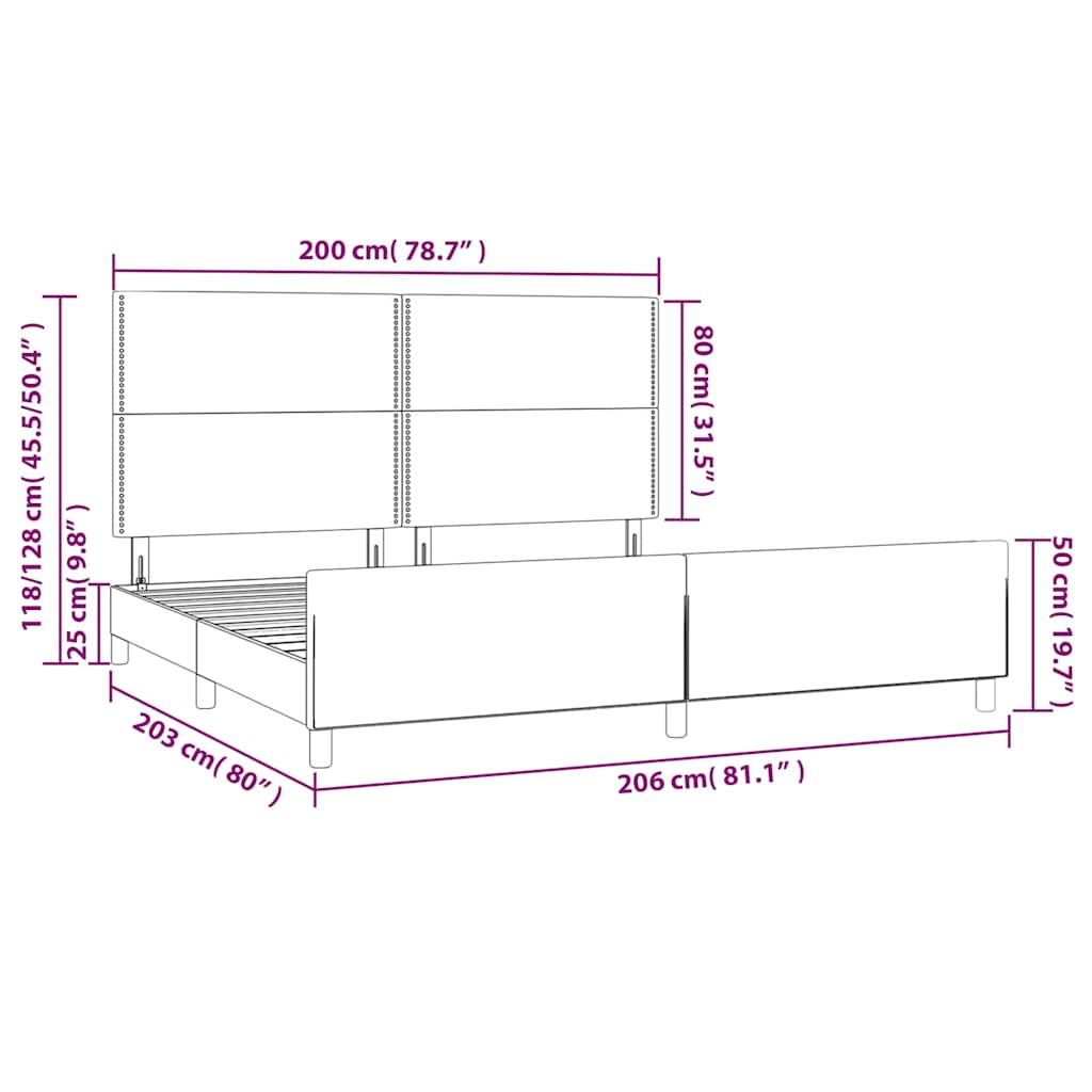Okvir za krevet bez madraca tamnozeleni 200x200 cm baršunasti