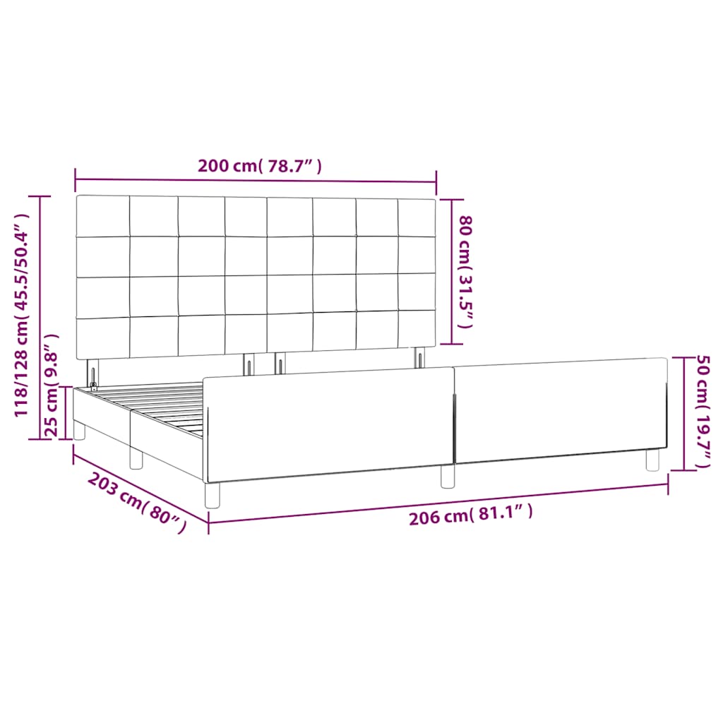 Okvir za krevet bez madraca tamnoplavi 200x200 cm baršunasti