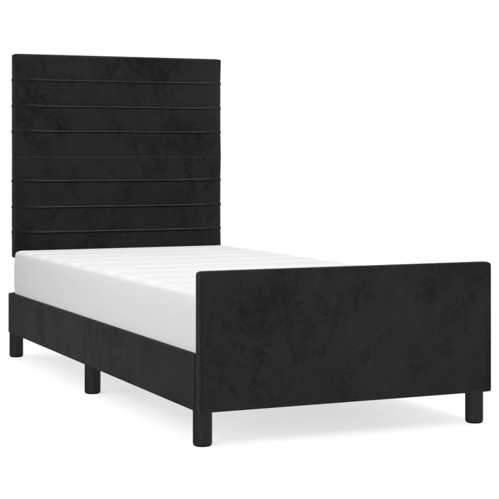 Okvir za krevet s uzglavljem crni 80x200 cm baršunasti