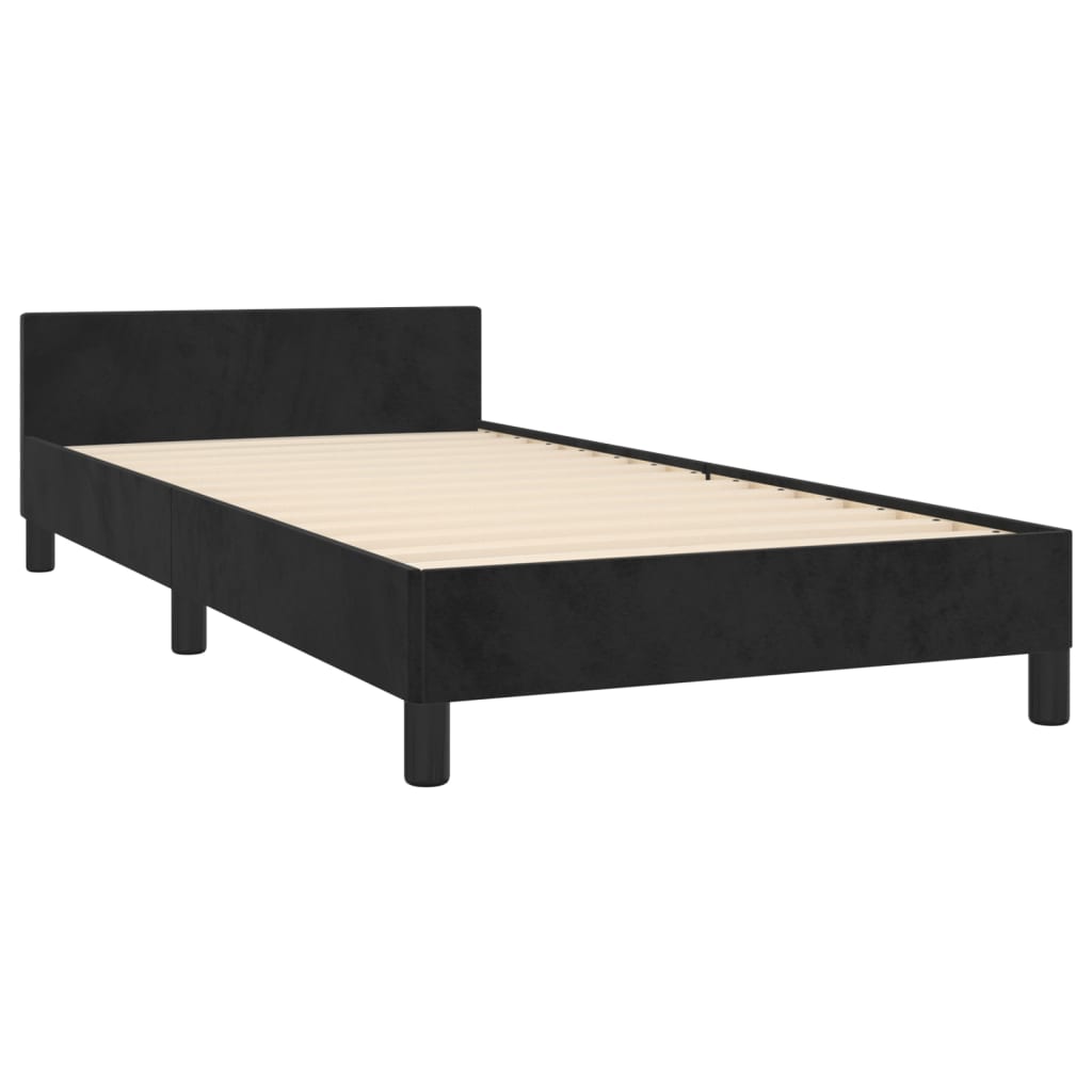 Okvir za krevet s uzglavljem crni 80x200 cm baršunasti