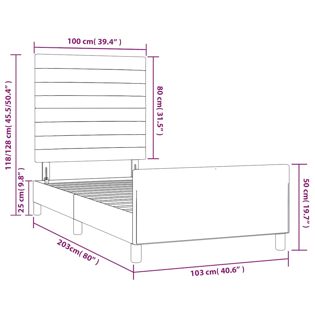 Okvir za krevet bez madraca tamnoplavi 100x200 cm baršunasti