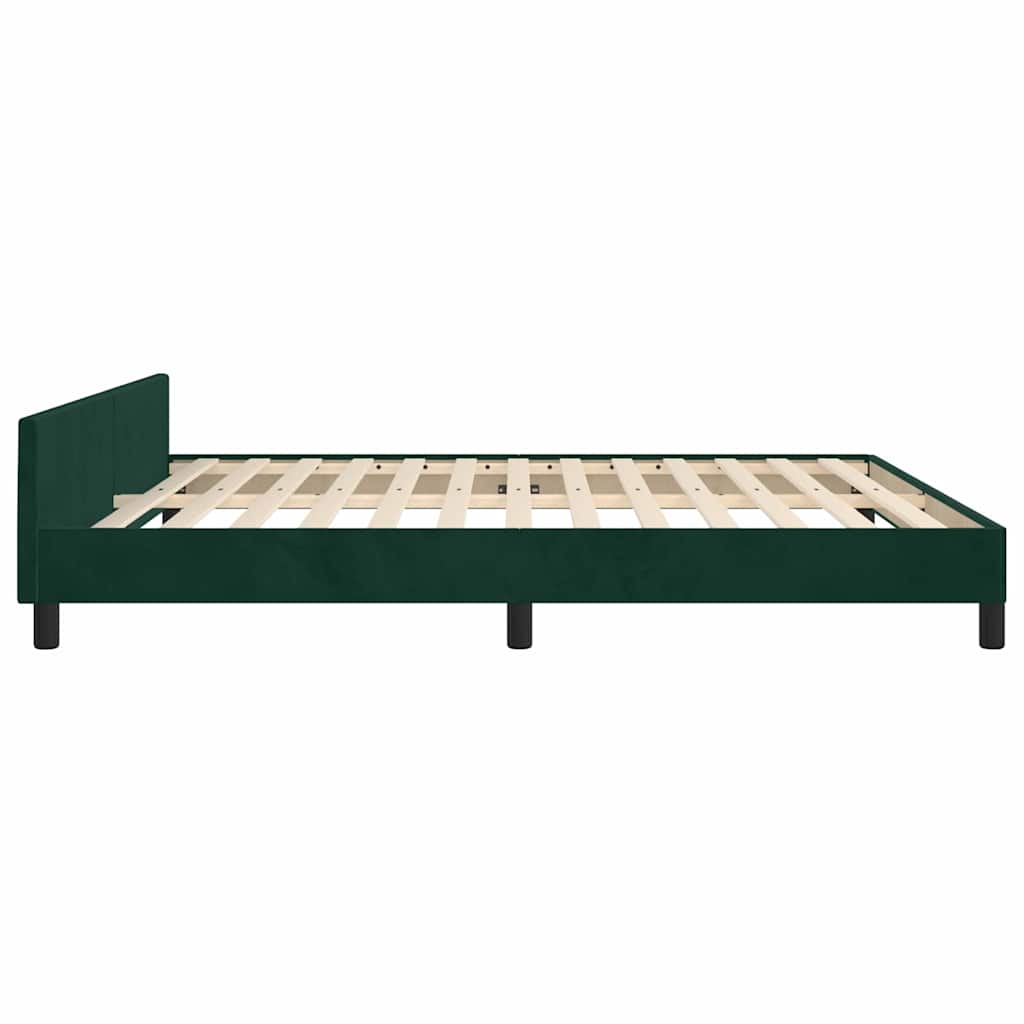 Okvir za krevet s uzglavljem tamnozeleni 180x200 cm baršunasti