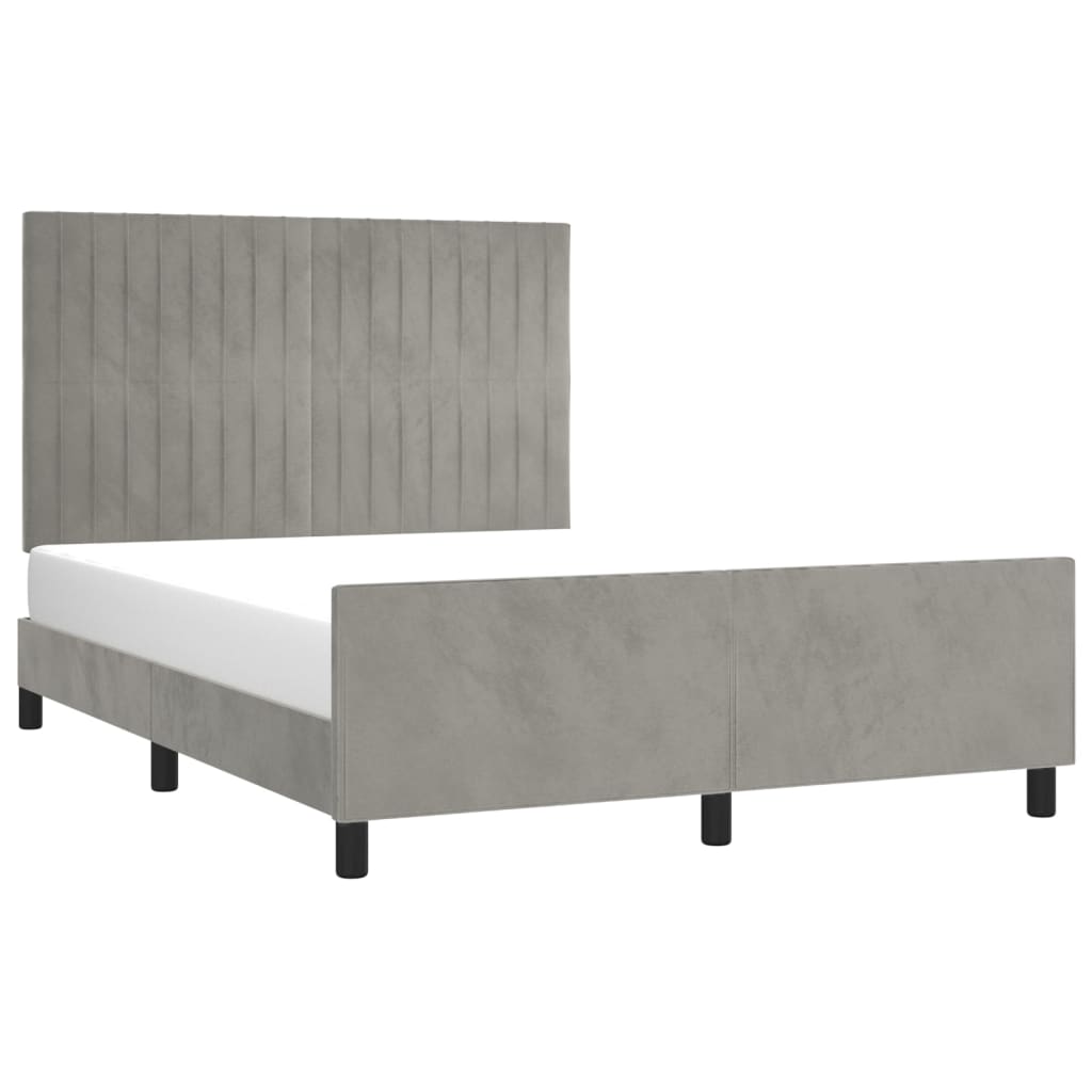 Okvir za krevet bez madraca svjetlosivi 140 x 190 cm baršunasti