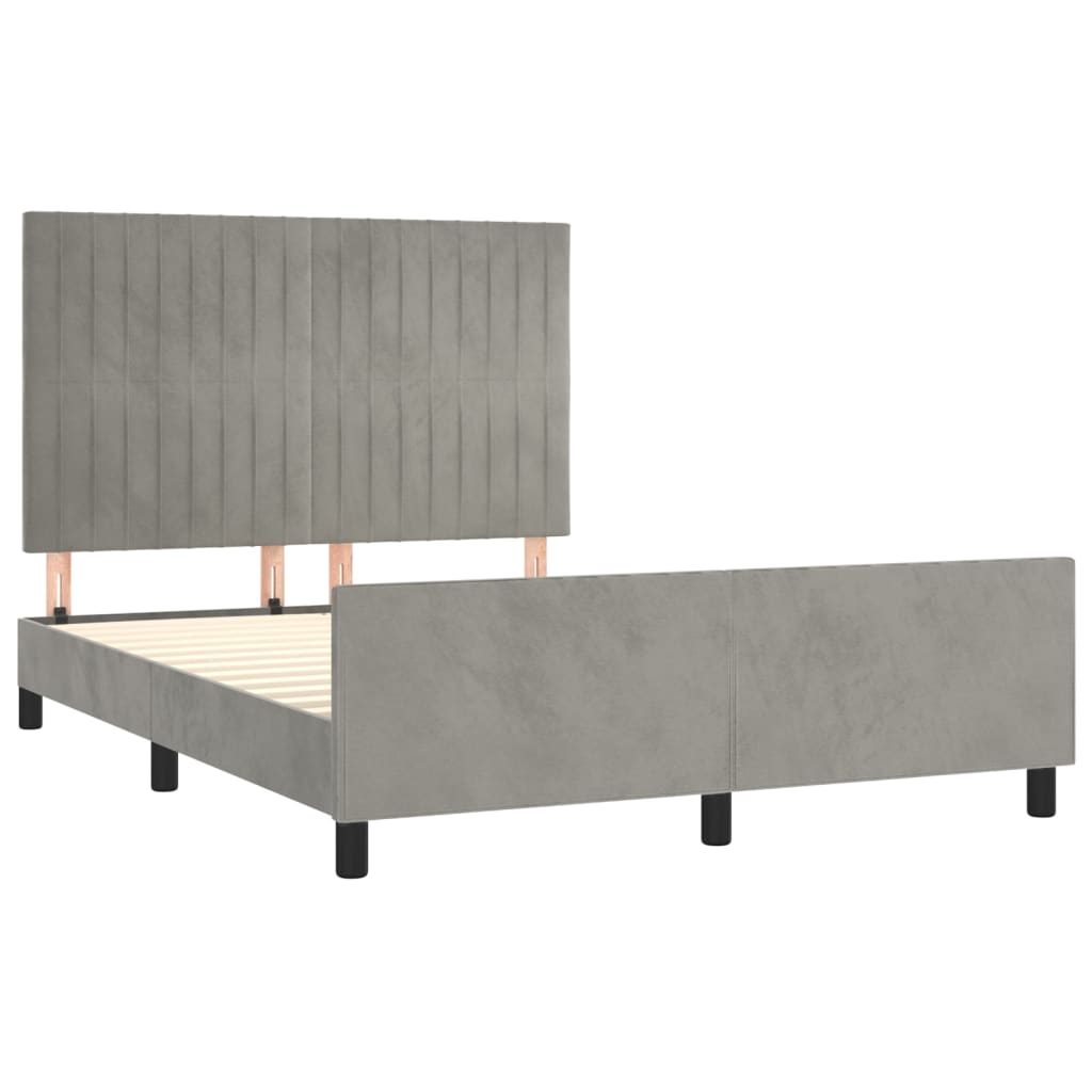 Okvir za krevet bez madraca svjetlosivi 140 x 190 cm baršunasti