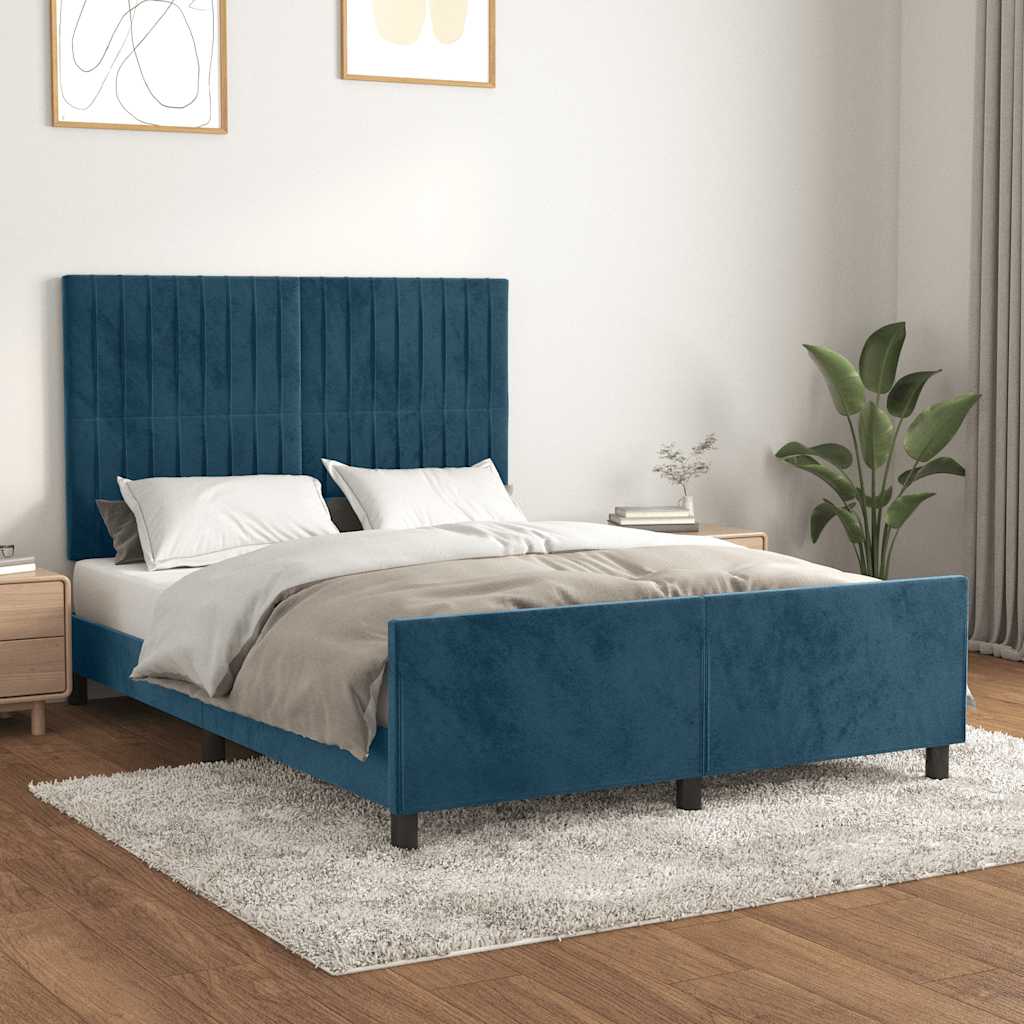 Okvir za krevet bez madraca tamnoplavi 140x190 cm baršunasti