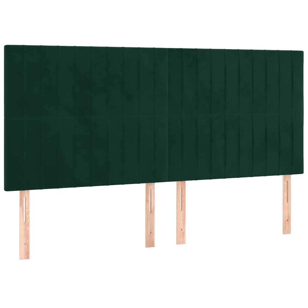 Okvir za krevet s uzglavljem tamnozeleni 180x200 cm baršunasti