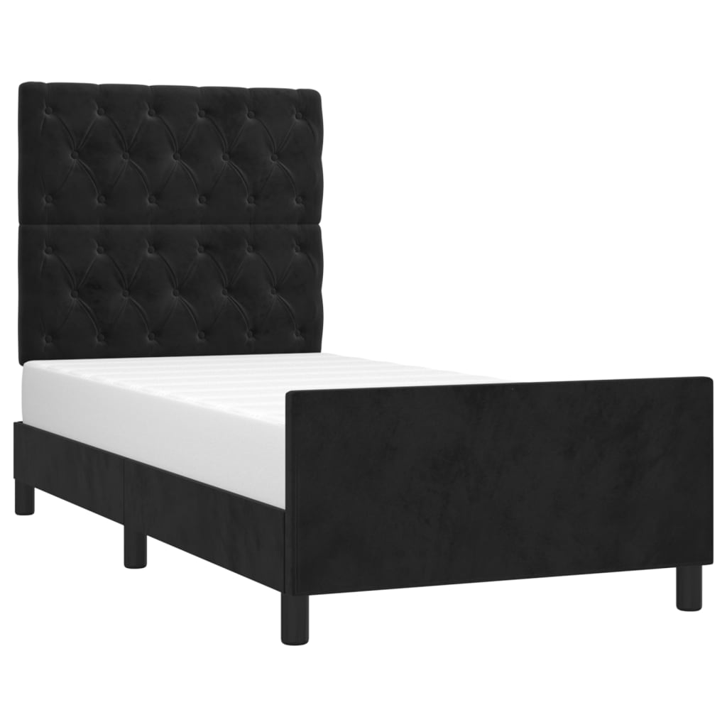 Okvir za krevet s uzglavljem crni 80x200 cm baršunasti
