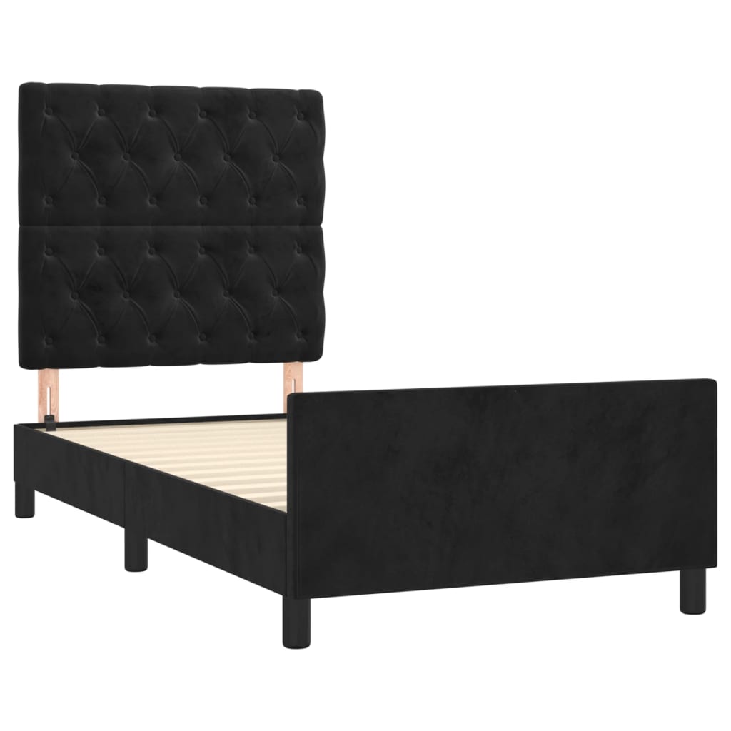 Okvir za krevet s uzglavljem crni 80x200 cm baršunasti