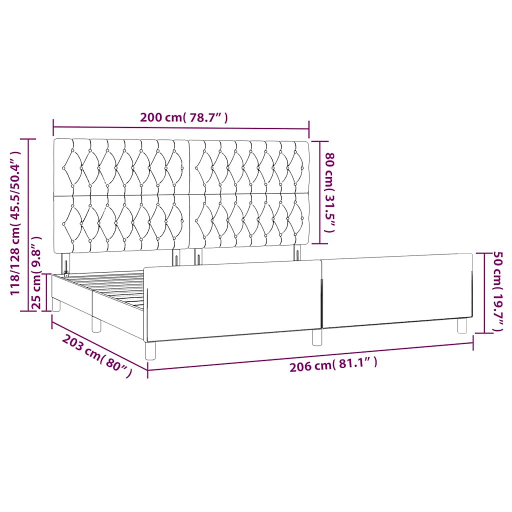 Okvir za krevet bez madraca tamnozeleni 200x200 cm baršunasti