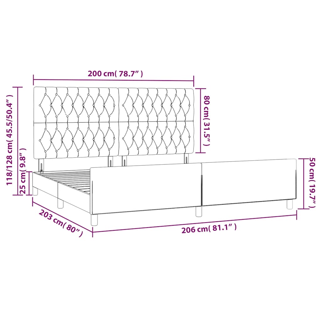 Okvir za krevet bez madraca tamnoplavi 200x200 cm baršunasti