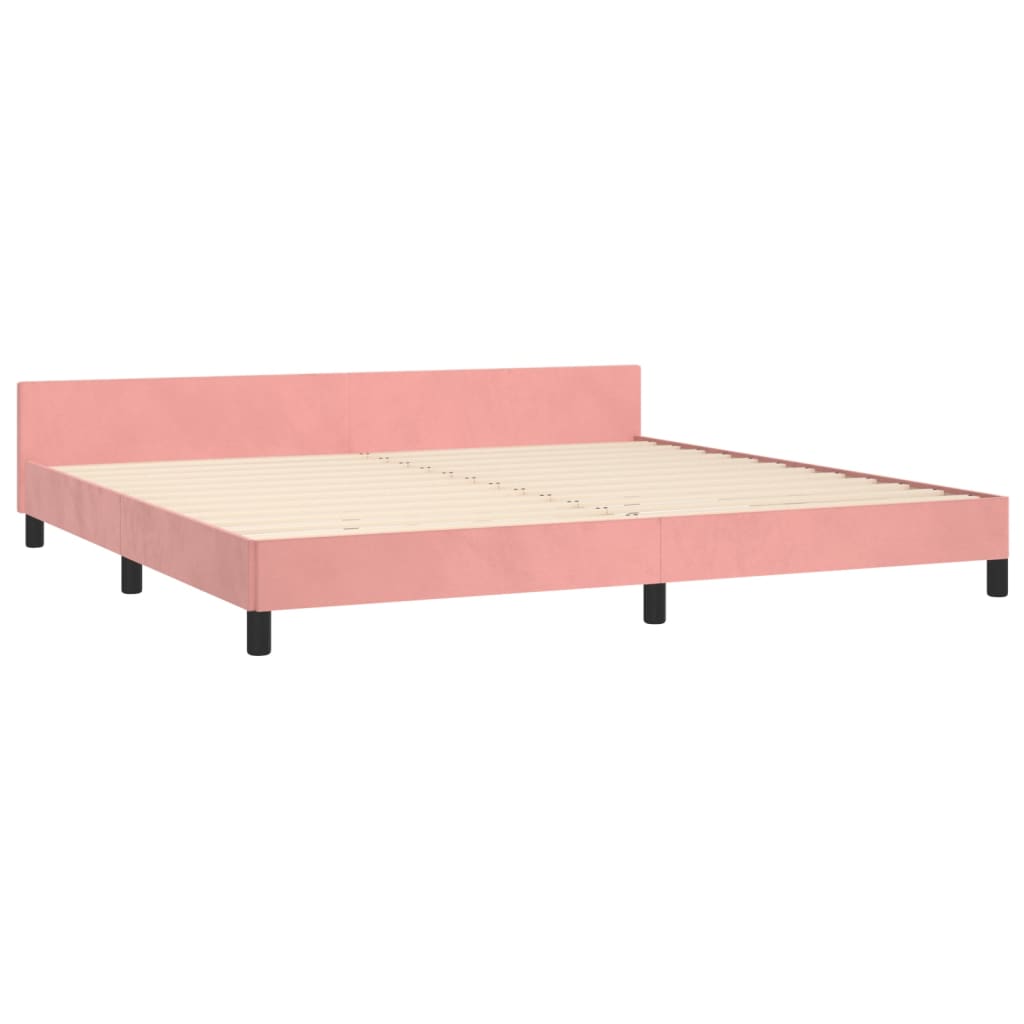 Okvir za krevet s uzglavljem ružičasti 200x200 cm baršunasti