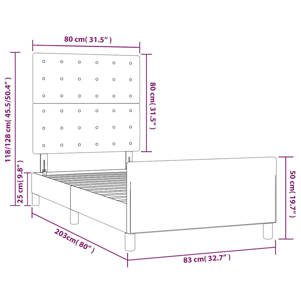 Okvir za krevet bez madraca tamnoplavi 80x200 cm baršunasti