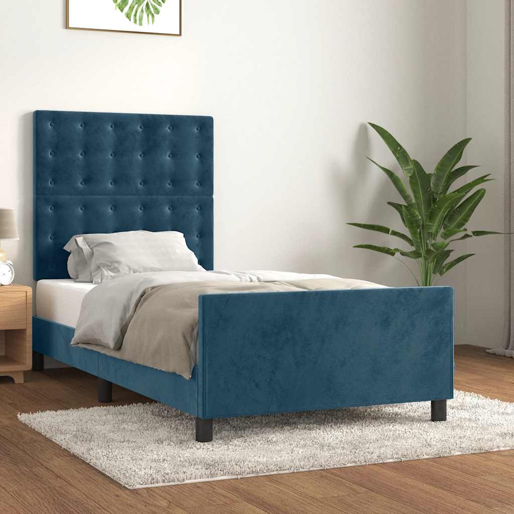 Okvir za krevet bez madraca tamnoplavi 80x200 cm baršunasti