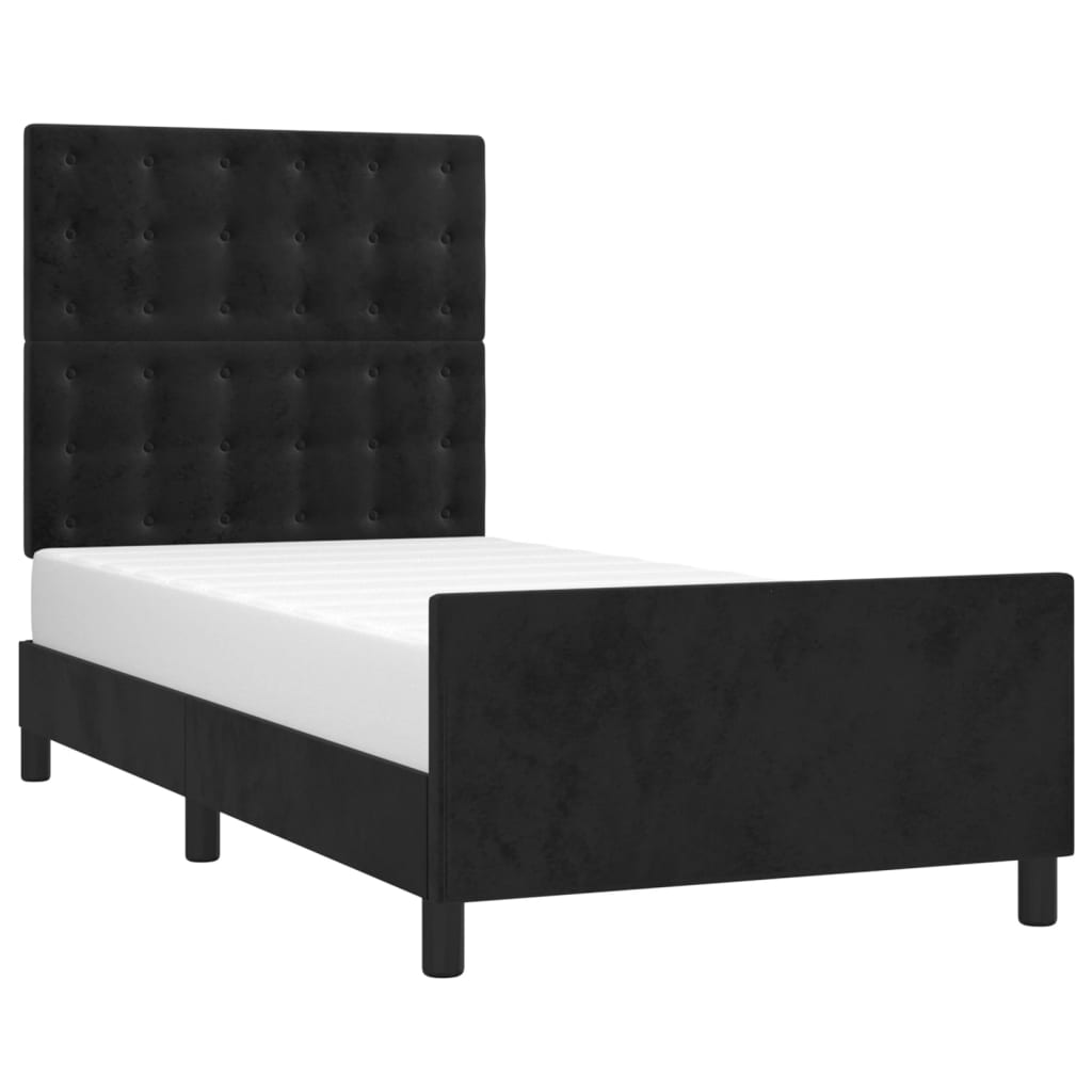 Okvir za krevet s uzglavljem crni 90x190 cm baršunasti
