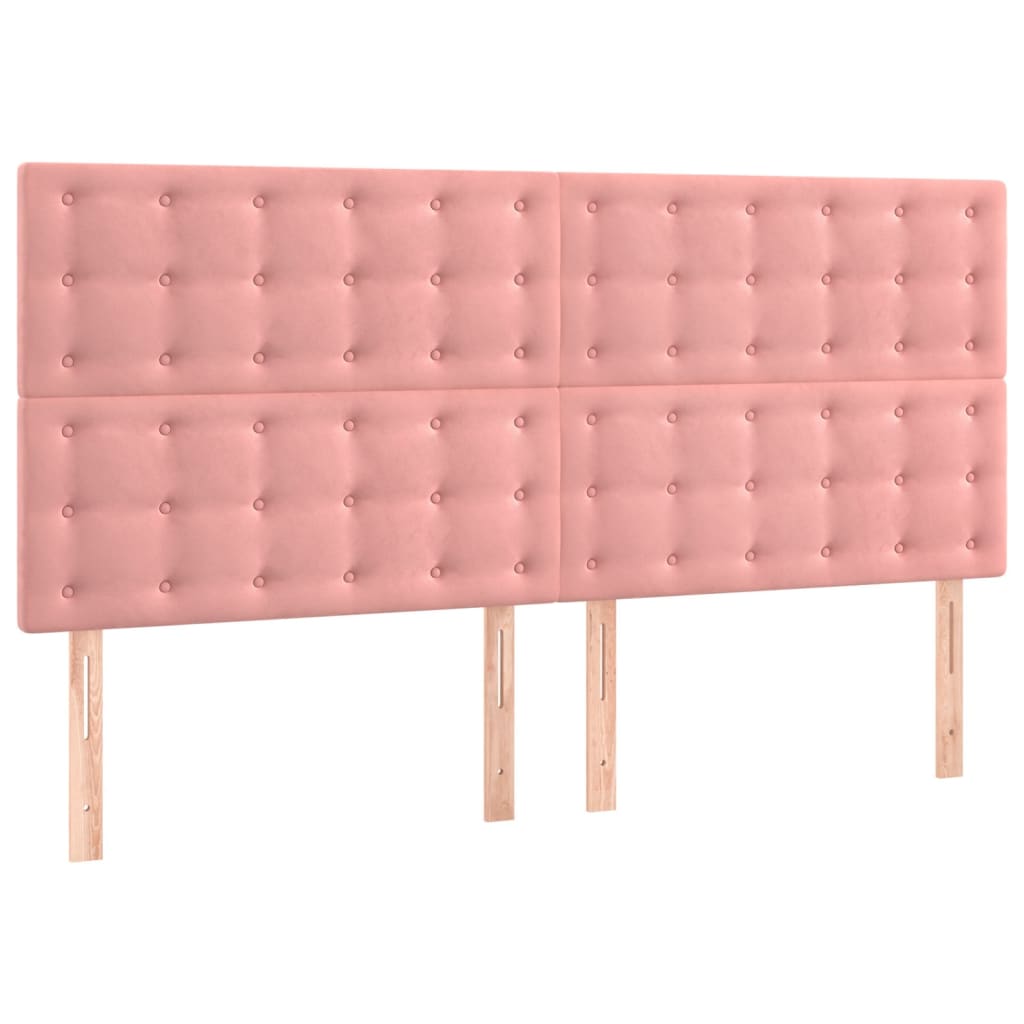 Okvir za krevet s uzglavljem ružičasti 140x190 cm baršunasti