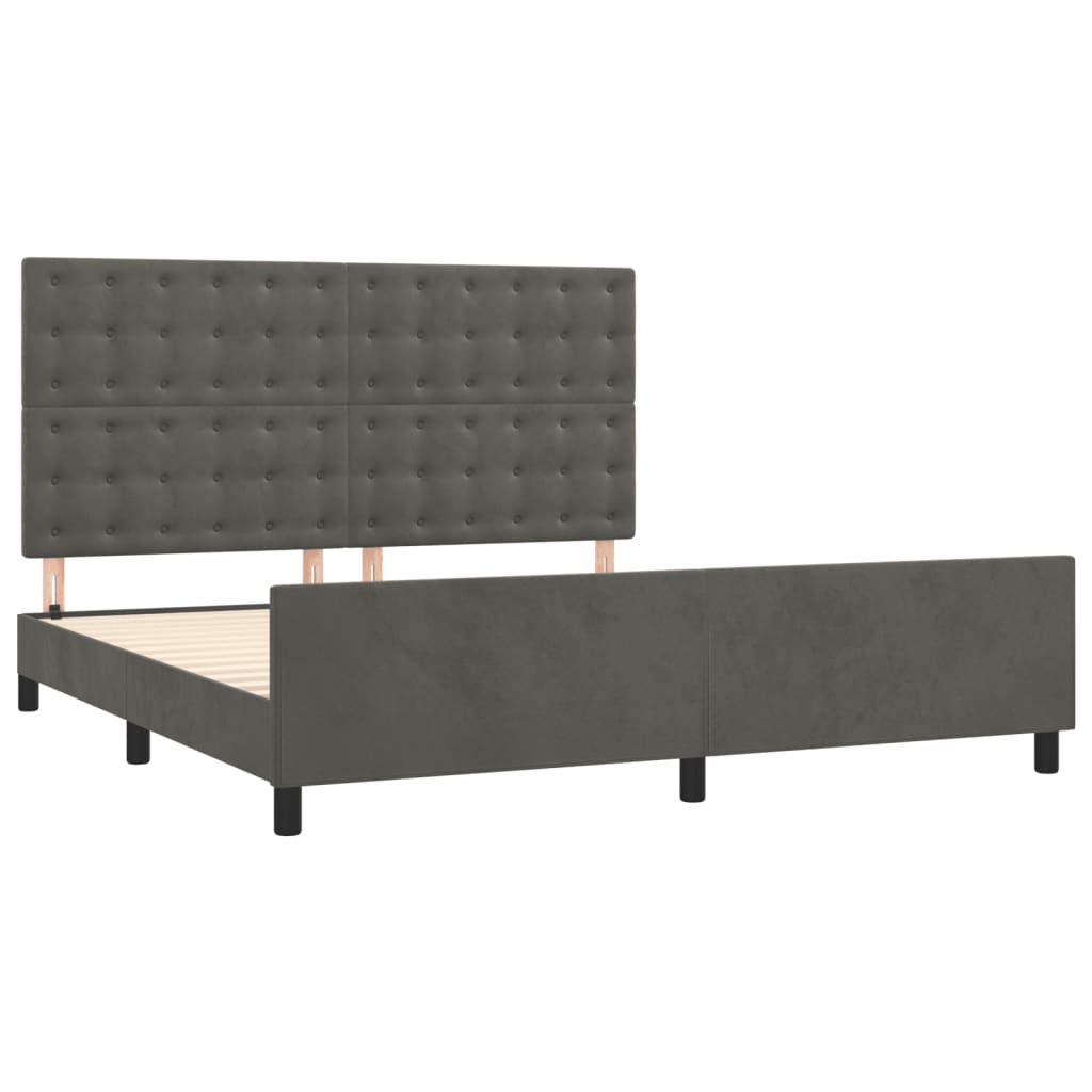 Okvir za krevet s uzglavljem tamnosivi 180x200 cm baršunasti