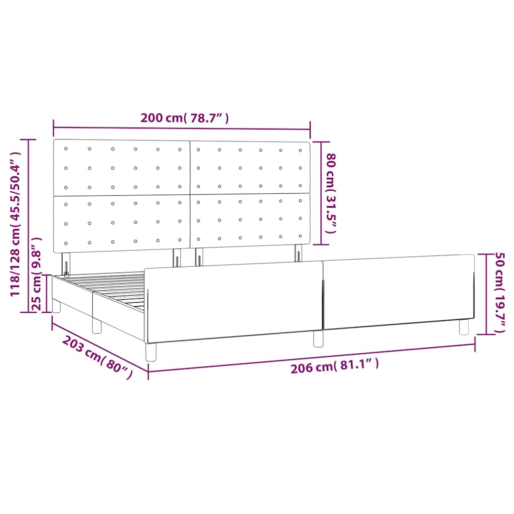Okvir za krevet bez madraca tamnoplavi 200x200 cm baršunasti