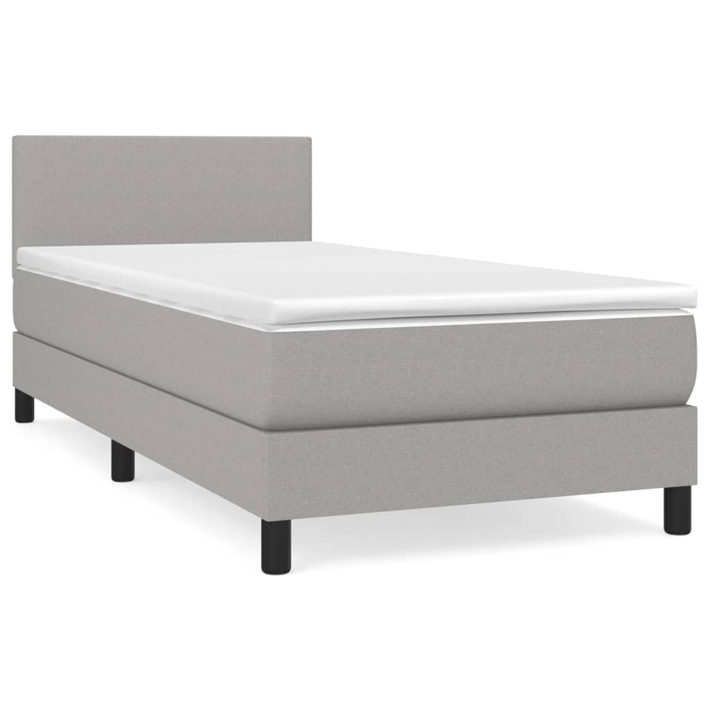 Box spring krevet s madracem svjetlosivi 90x190 cm od tkanine