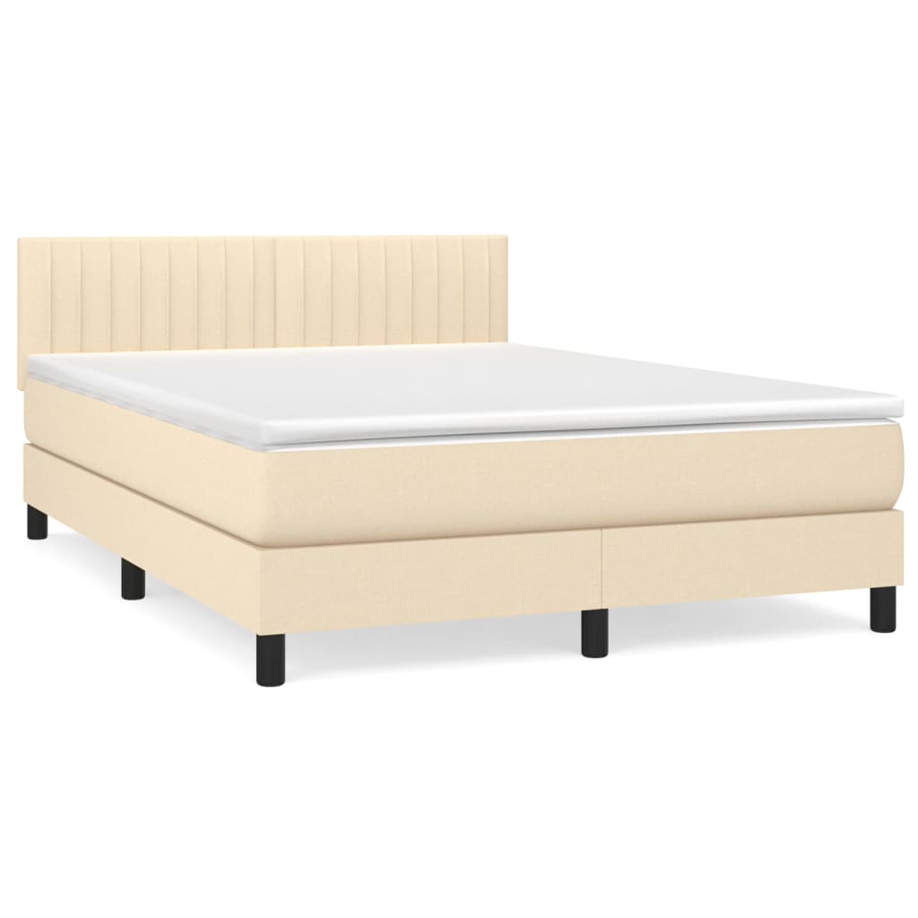 Krevet s oprugama i madracem krem 140x200 cm od tkanine