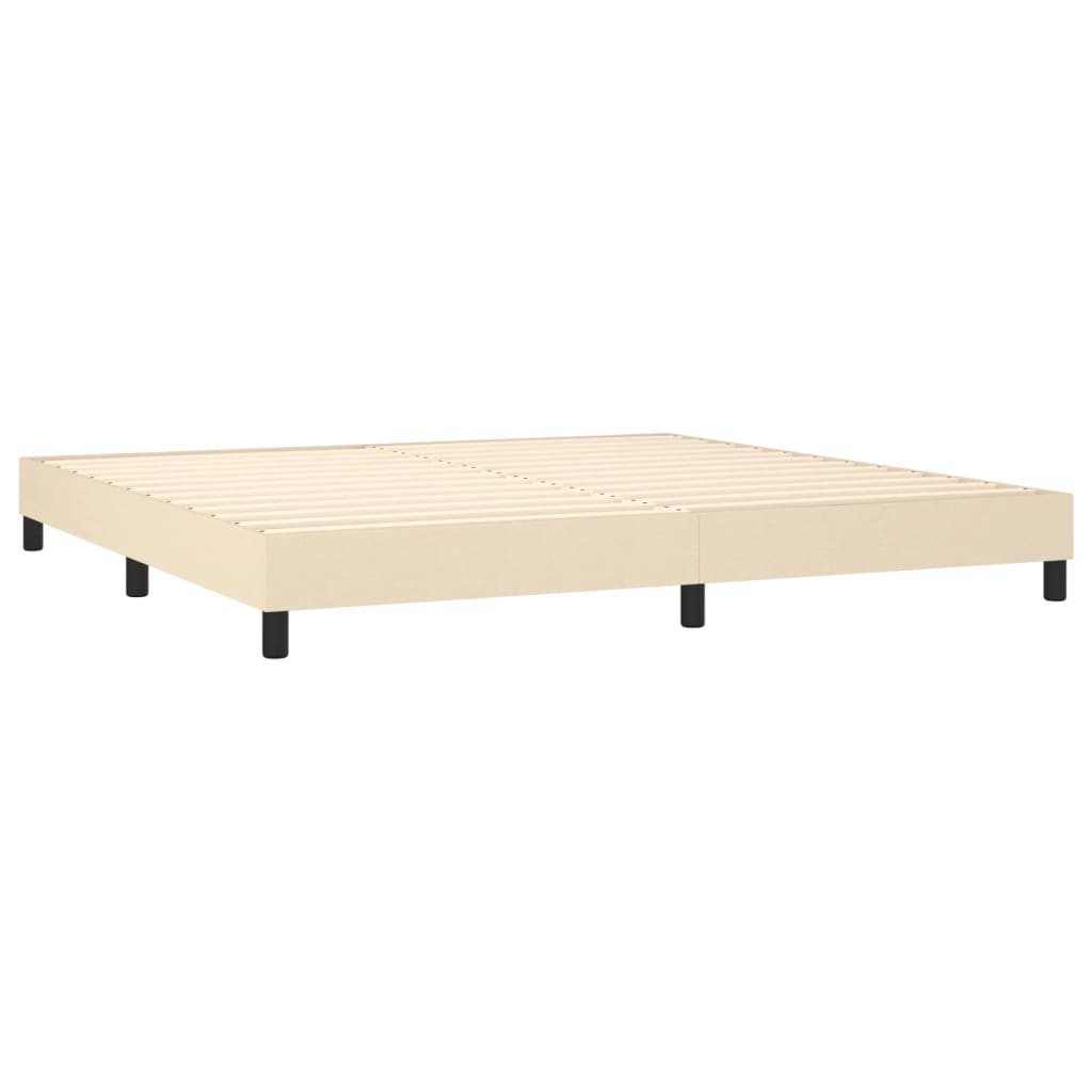 Krevet s oprugama i madracem krem 200 x 200 cm od tkanine