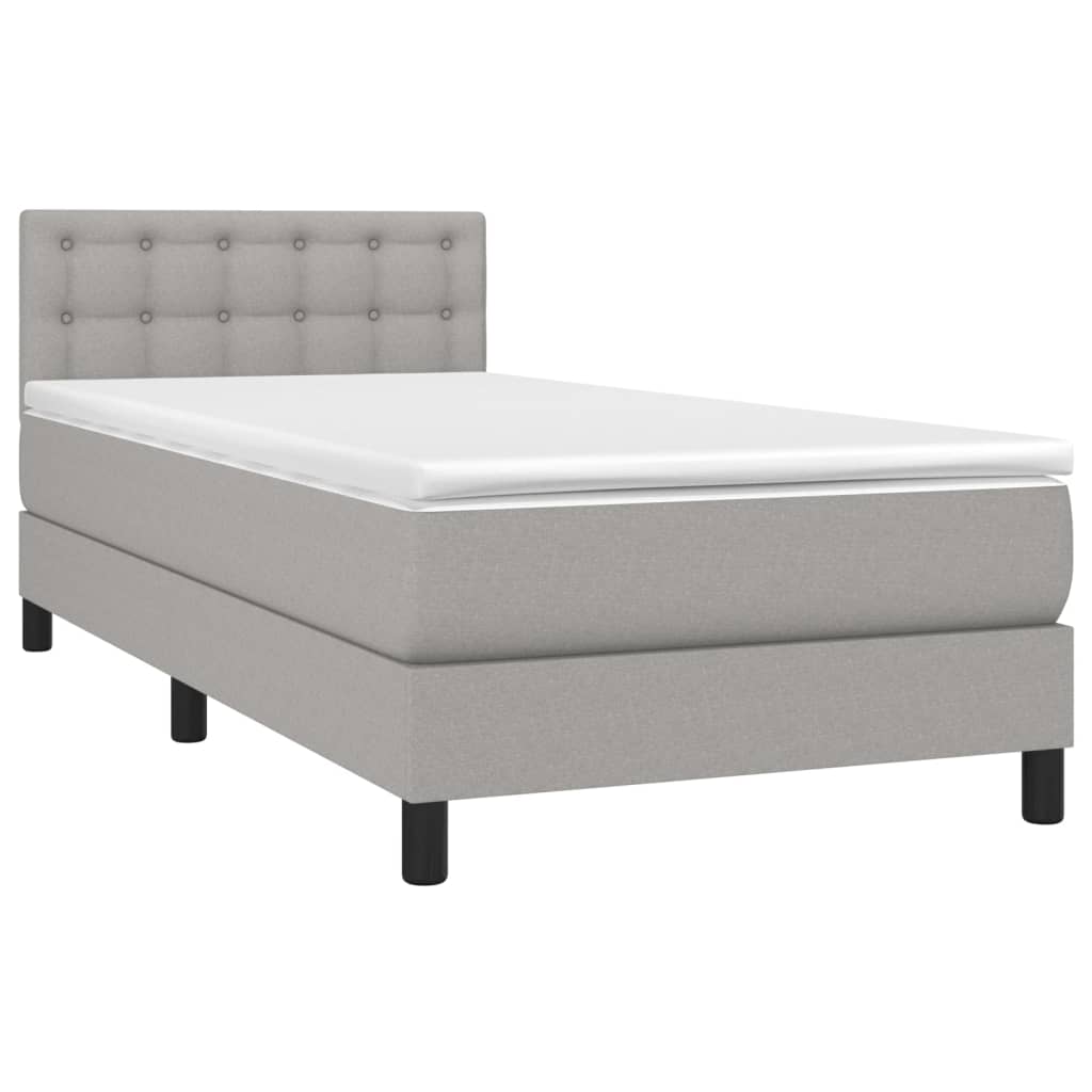 Box spring krevet s madracem svjetlosivi 90x190 cm od tkanine