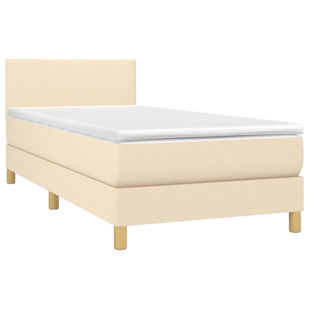 Krevet s oprugama i madracem krem 90 x 190 cm od tkanine