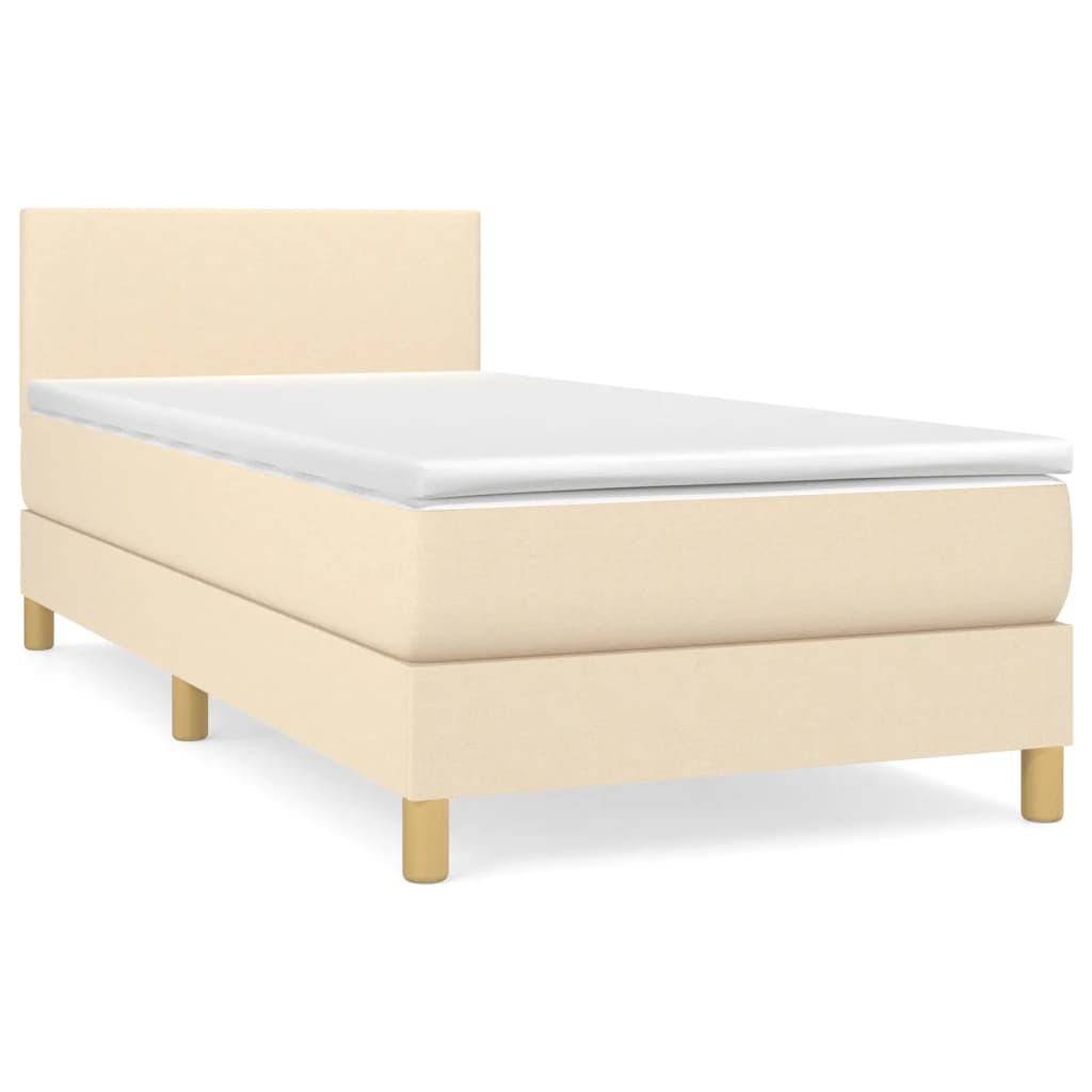 Krevet s oprugama i madracem krem 90 x 200 cm od tkanine
