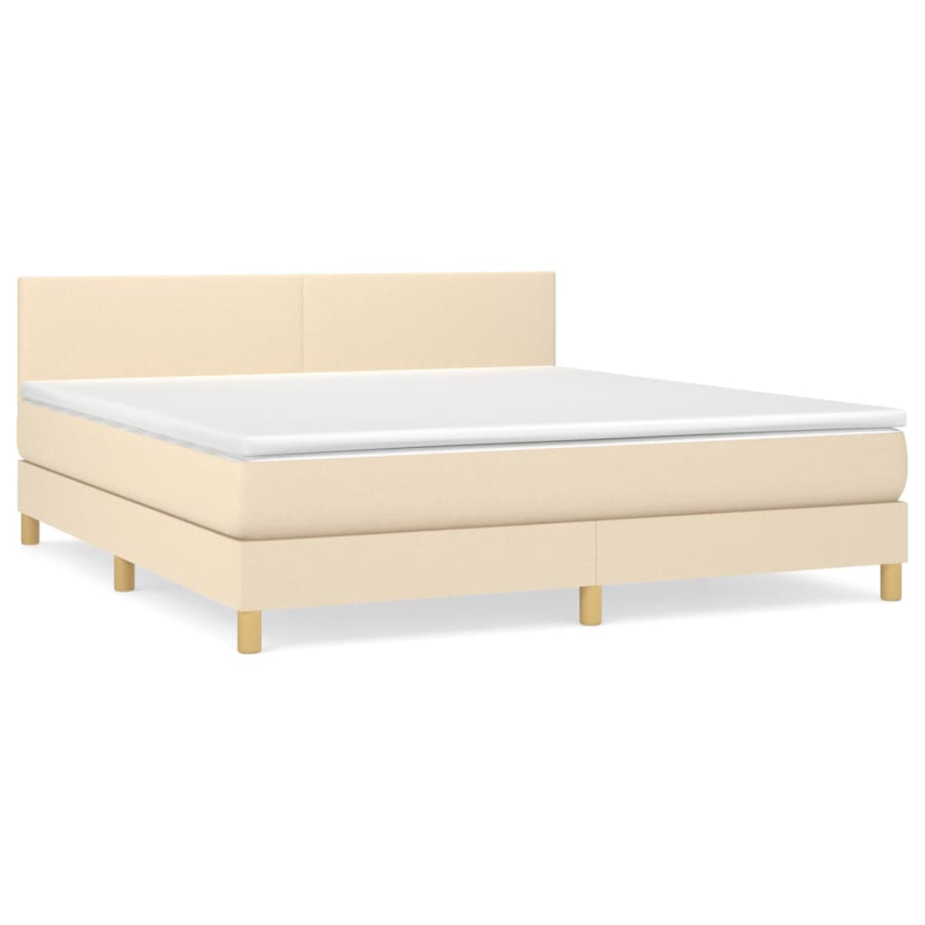 Krevet s oprugama i madracem krem 160x200 cm od tkanine