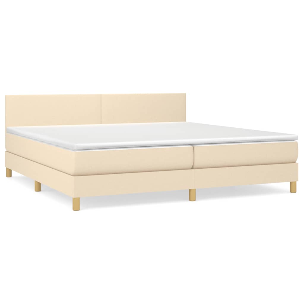 Krevet s oprugama i madracem krem 200 x 200 cm od tkanine
