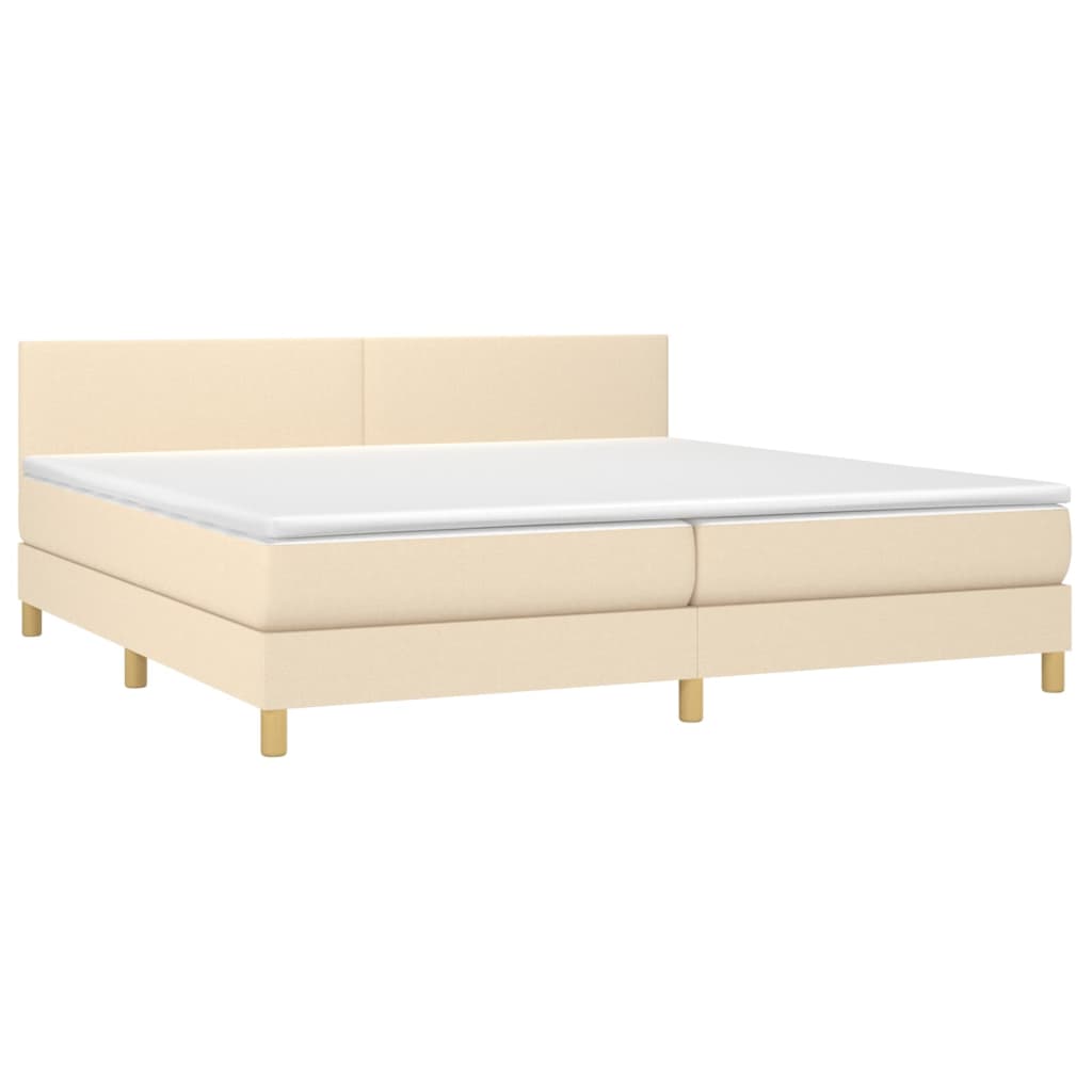 Krevet s oprugama i madracem krem 200 x 200 cm od tkanine