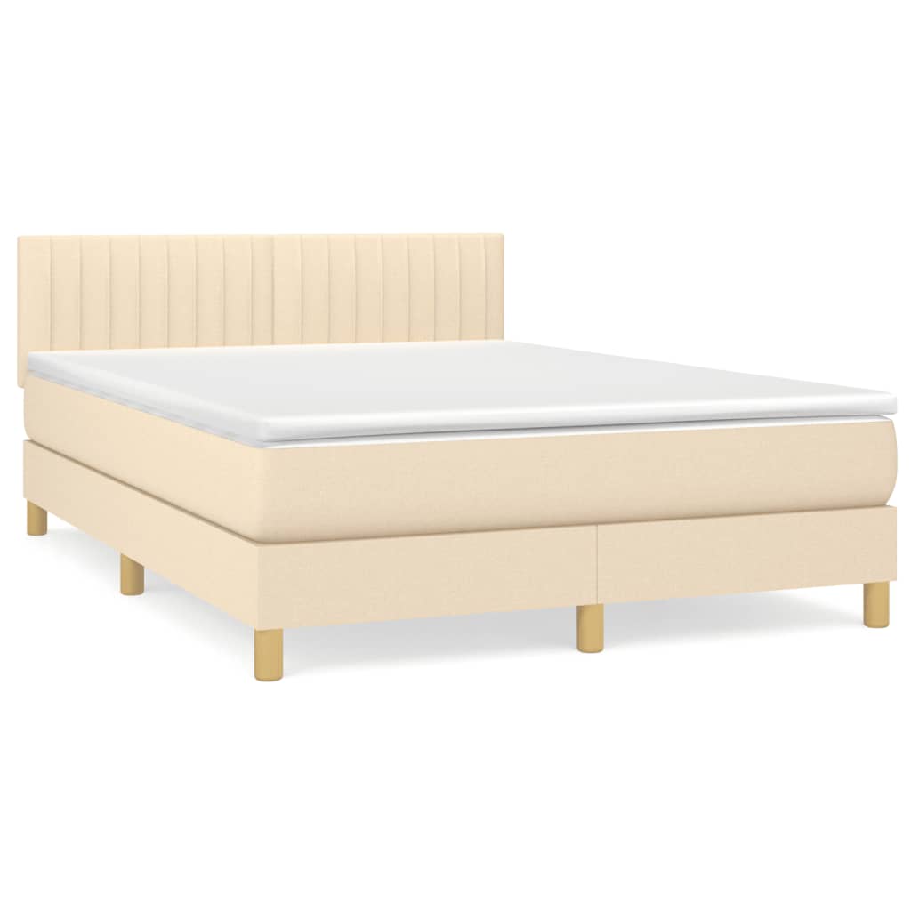 Krevet s oprugama i madracem krem 140x200 cm od tkanine